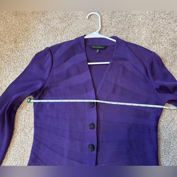MING WANG Women's Cardigan Sweater Purple Size XS - Picture 6 of 10